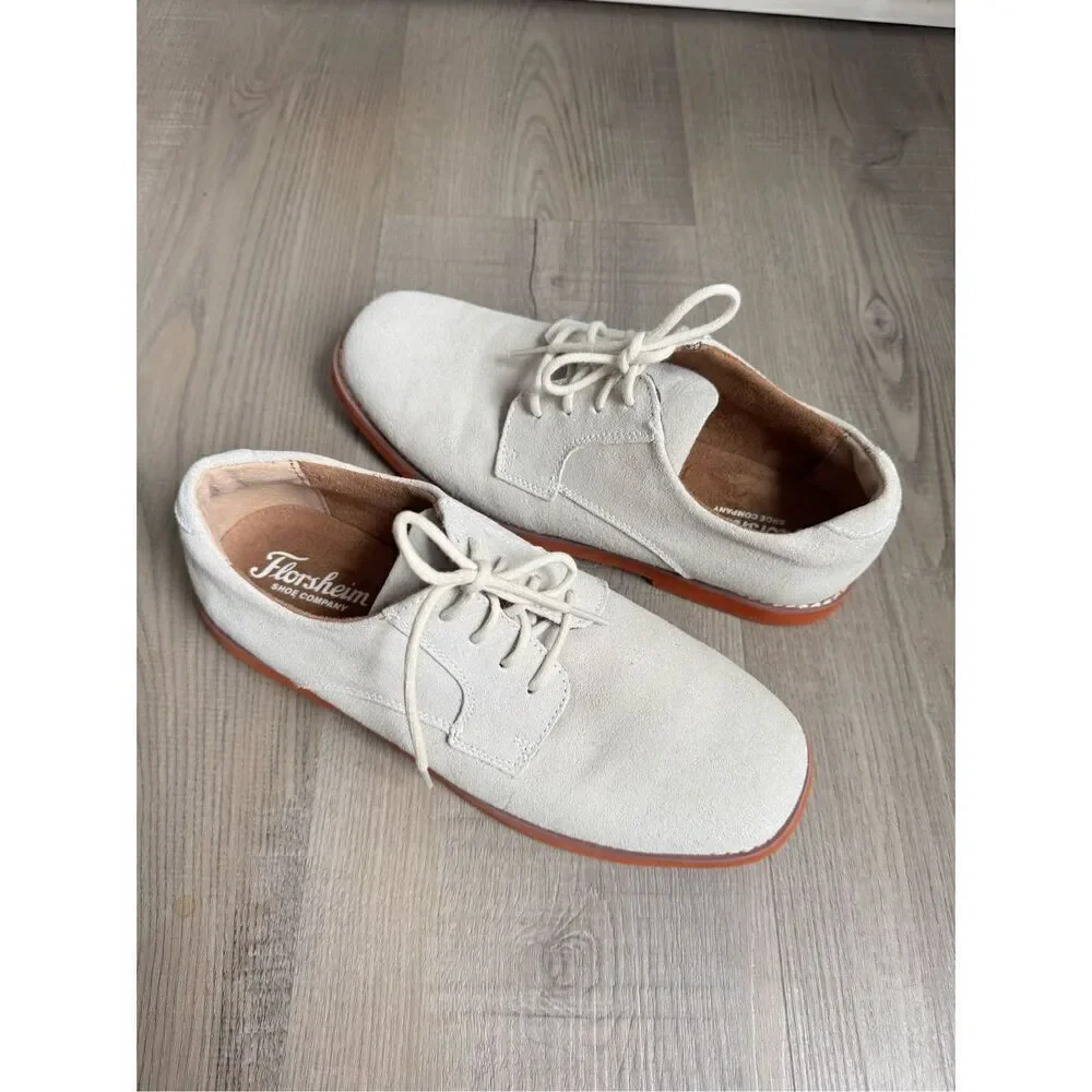 Florsheim Kearney Jr. Uniform Oxford Dress Shoes, Youth 6 Suede Leather Oatmeal